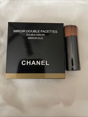 CHANEL Black & Gold Mirror Duo Compact with Brush